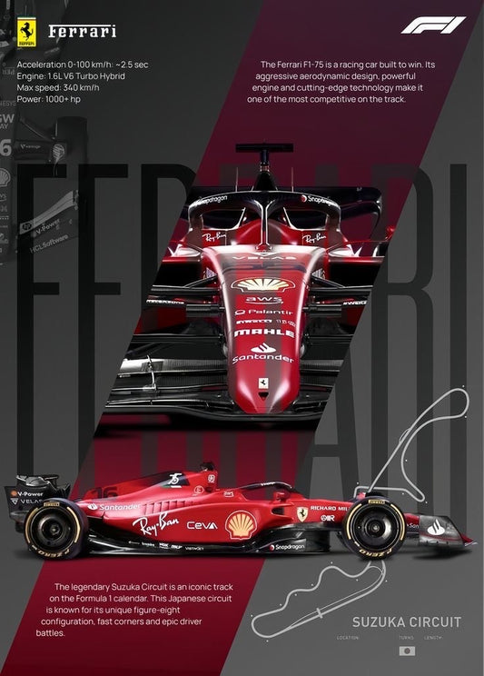 F1 Ferrari Metal Poster