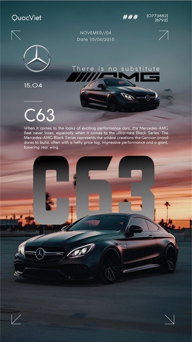 C63 Car Metal Poster